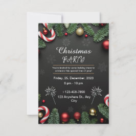 Black Elegante Christmas Party Einladung