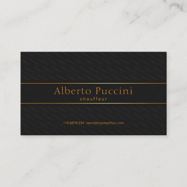 Black Elegante Cubes Gold Line Banner Chauffeur Visitenkarte (Vorderseite)