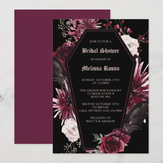 Black Elegante Gotische Rose Coffin Brautparty Einladung