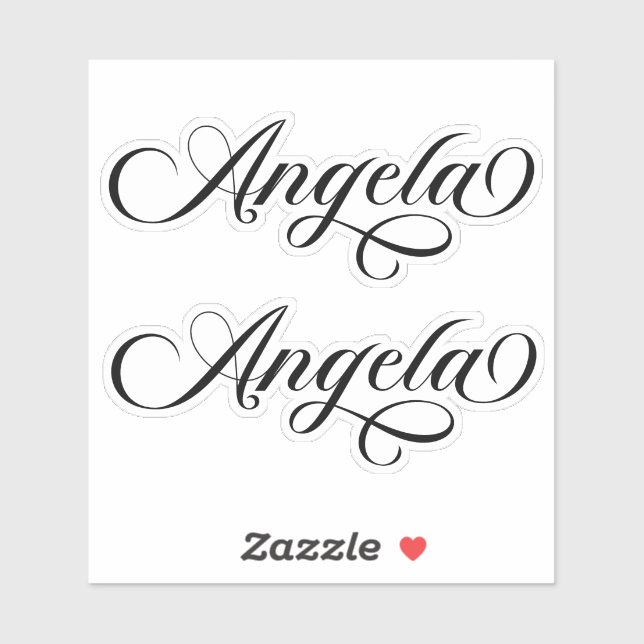 Black Elegante Lettering Angela Aufkleber (Blatt)