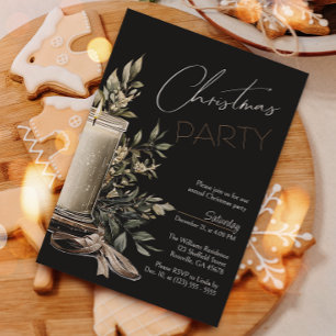 Black Elegante Weihnachts Candle Holiday Party Einladung