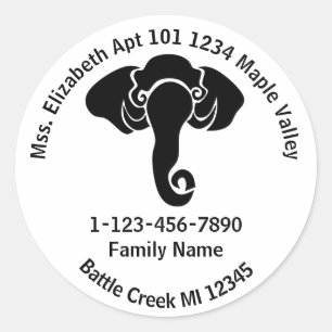 Black Elephant Family Zuhause Address Republican Runder Aufkleber