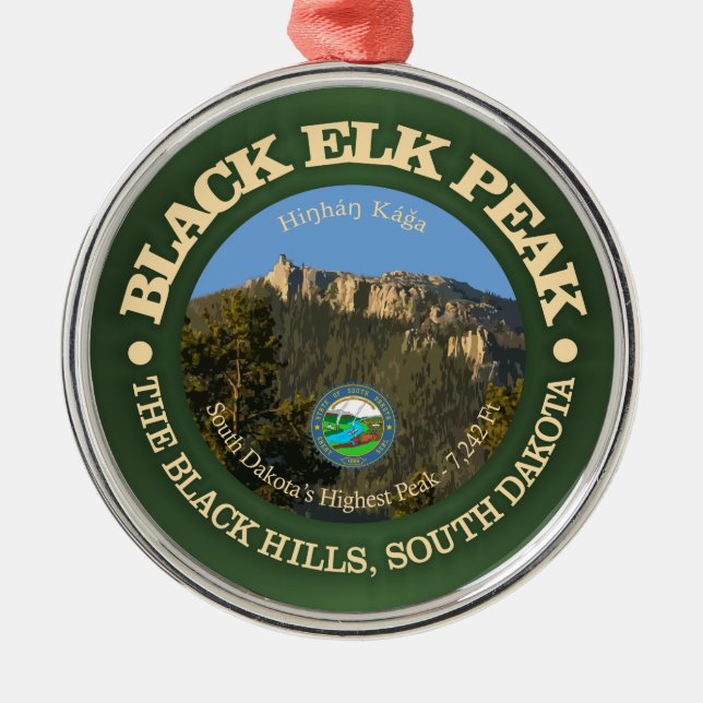 Black Elk Peak Ornament Aus Metall (Vorne)