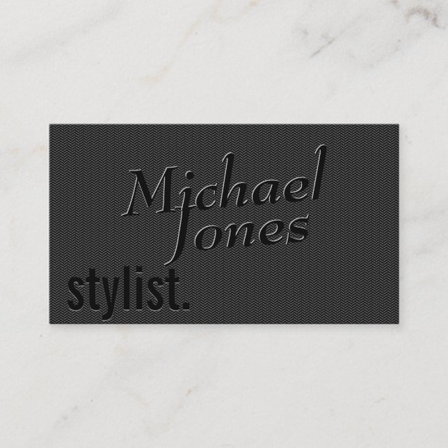 Black Embossed Look Stylist Business Visitenkarte (Vorderseite)
