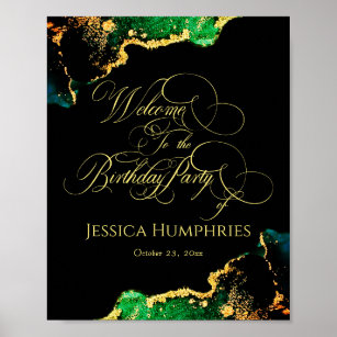 Black Emerald Gold Geburtstags-Begrüßungspaket Poster