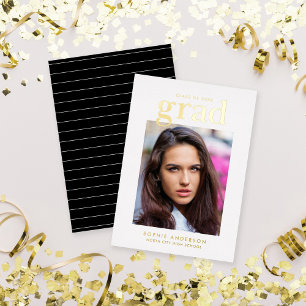 Black et Gold Foil Serif Photo Grad Faire-part