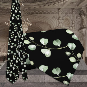 Black & Eukalyptus Greenery Elegante Wedding Krawatte