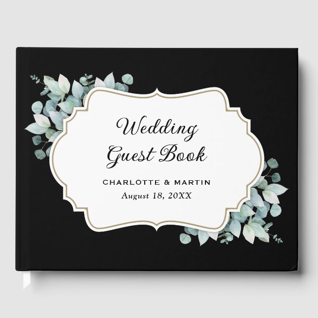 Black Eukalyptus Greenery Wedding Gästebuch (Vorderseite)