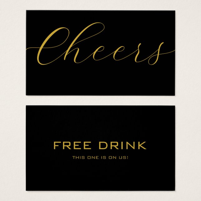 Black Event Corporate Drink Voucher Drink Bicket (Devant & derrière)