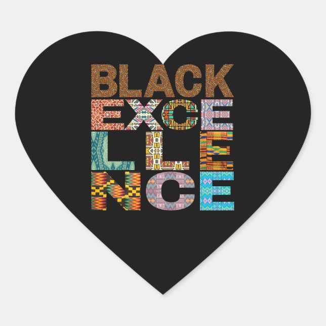 Black Excellence Kente Pattern Herz-Aufkleber (Vorderseite)