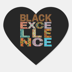 Black Excellence Kente Pattern Herz-Aufkleber