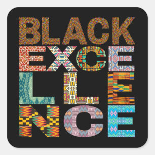 Black Excellence Kente Pattern Quadratischer Aufkleber
