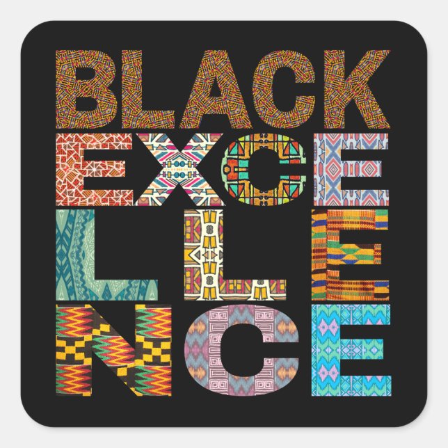 Black Excellence Kente Pattern Quadratischer Aufkleber (Vorderseite)