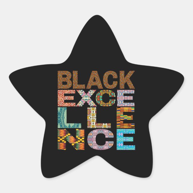 Black Excellence Kente Pattern Stern-Aufkleber (Vorderseite)