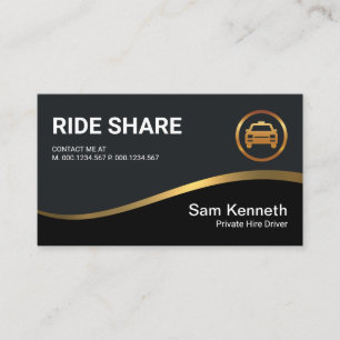 Black Exquisit Gold Wave Ride Share Treiber Visitenkarte
