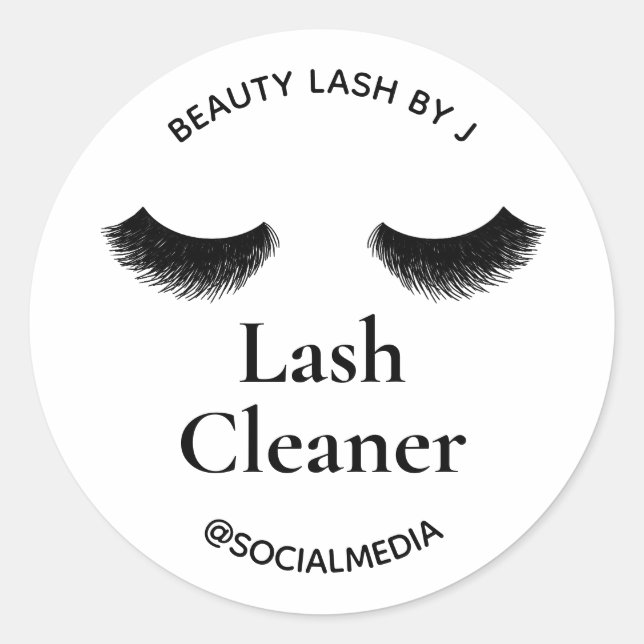 Black Eyelash Extension Cleaner Shampoo Label Runder Aufkleber (Vorderseite)
