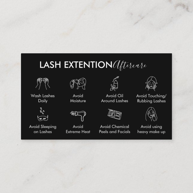 Black Eyelash Extension Products After Care Visitenkarte (Rückseite)