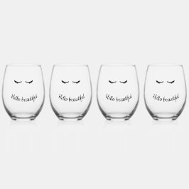Black Eyelashes Glam Weinglas Ohne Stiel
