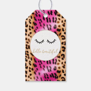 Black Eyelashes Pink Cream Leopard Geschenkanhänger