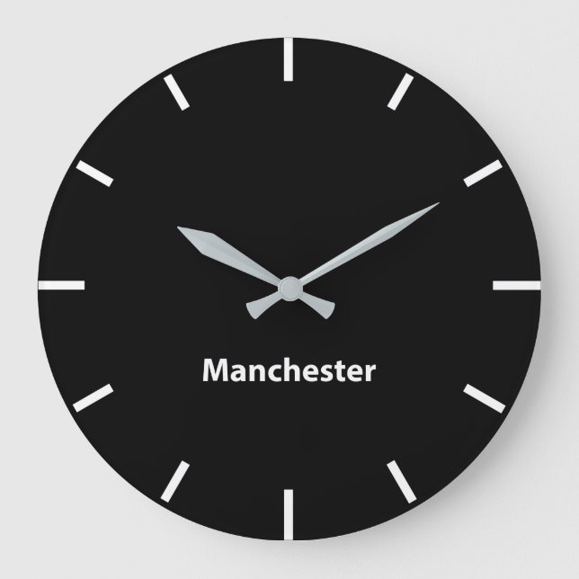 Black Face Time Zone Newsroom Wall Große Wanduhr (Vorderseite)