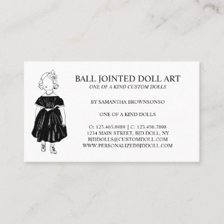 Black Fahion Doll Collector Fabric Visitenkarte