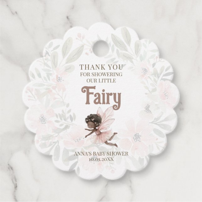 Black Fairy Baby Dusche Vielen Dank Geschenkanhänger (Vorderseite)