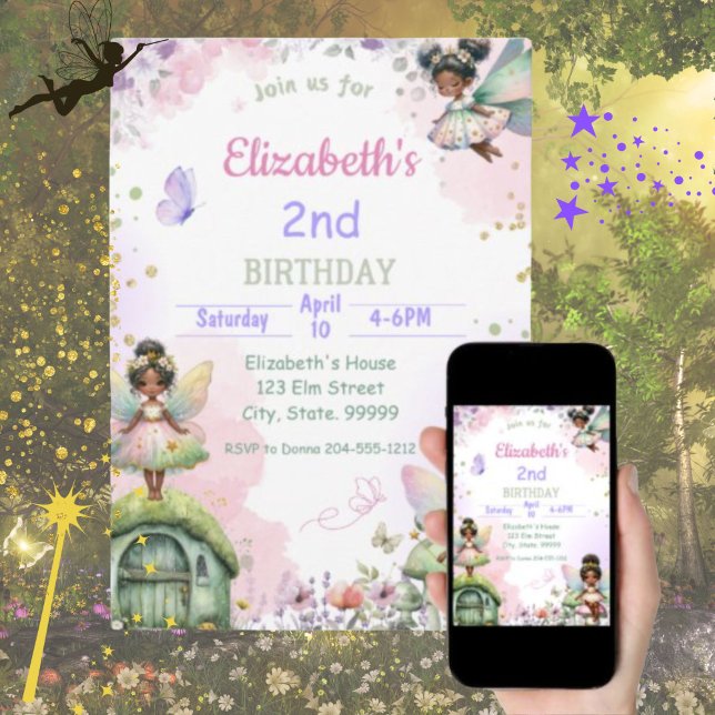 Black Fairy Birthday Einladung für Mädchen (Von Creator hochgeladen)