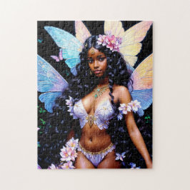 Black Fairy Girl At Night Puzzle
