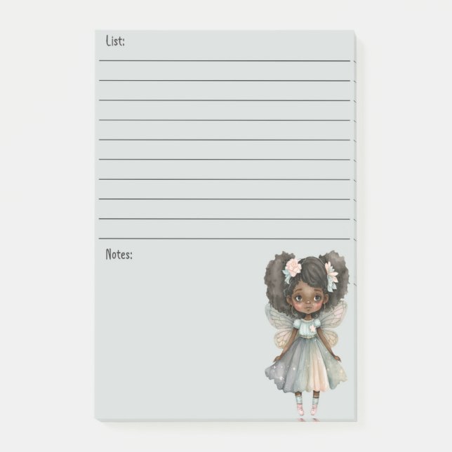 Black Fairy Girl Post It Note Post-it Klebezettel (Vorderseite)