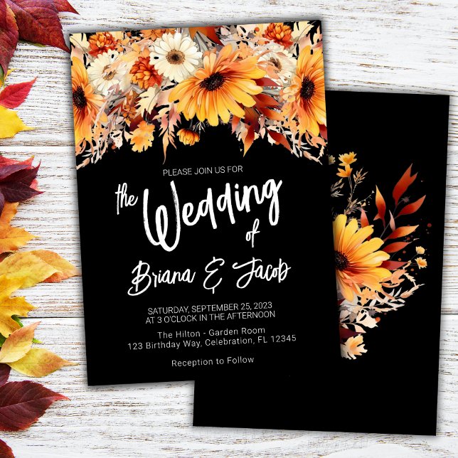 Black Fall Floral Wedding Einladung (Von Creator hochgeladen)