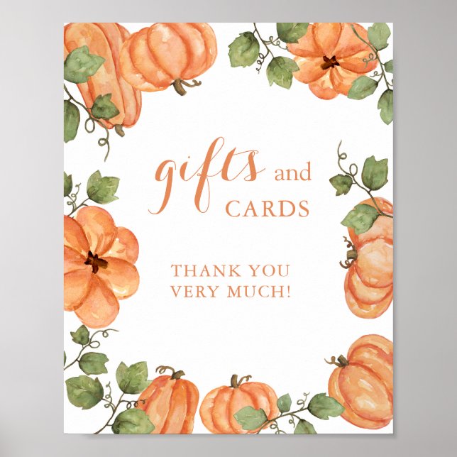 Black Fall Pumpkin Baby Dusche Geschenke und Karte Poster (Vorne)