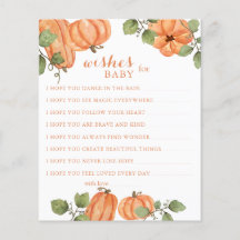 Black Fall Pumpkin Baby Dusche Wünsche für Baby