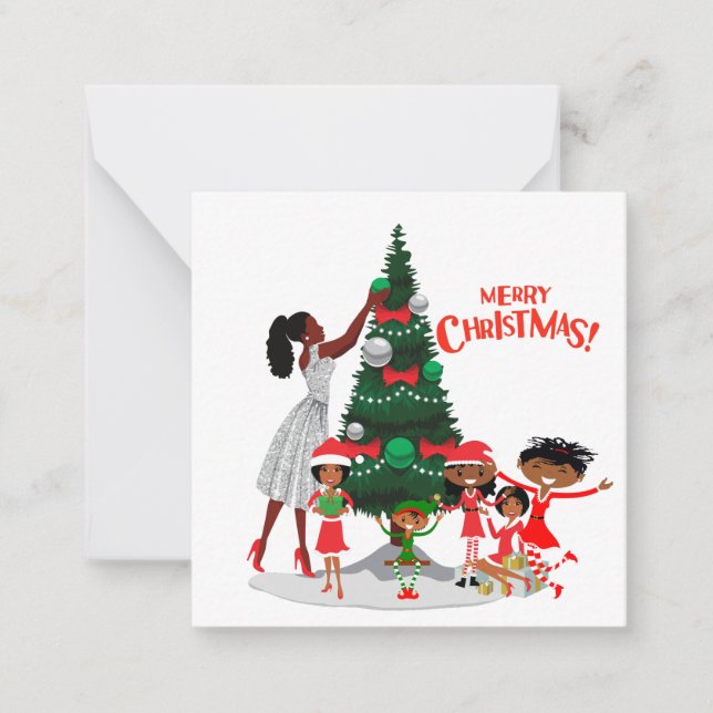 Black Family Christmas Card Mitteilungskarte (Vorderseite)