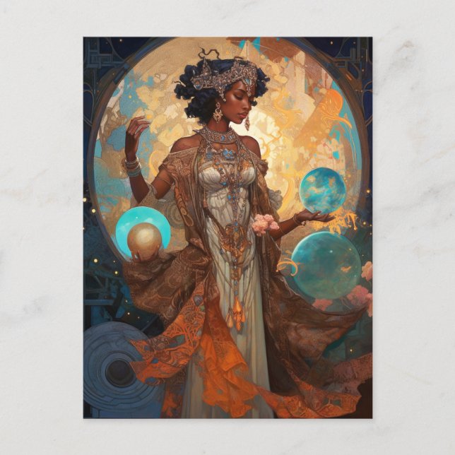 Black Fantasy Zauberei Magie Fantasie Postkarte (Vorderseite)