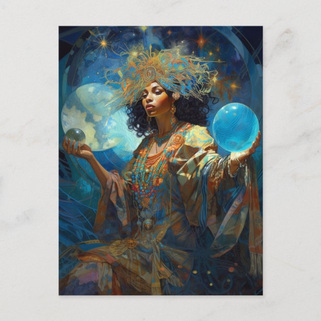 Black Fantasy Zauberei Magie Fantasie Postkarte (Vorderseite)