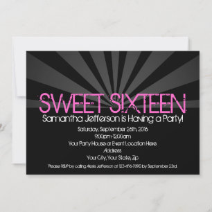Black Fashion Spotlight Sweet 16 Invitations