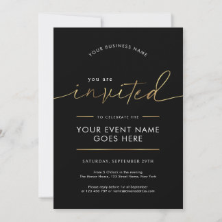 Black & Faux Gold Sie sind zum Firmen-Event eingel Einladung
