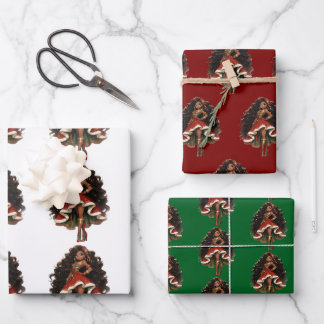 Black Female Nutcracker Dancer Gift Wrapping Paper Geschenkpapier Set