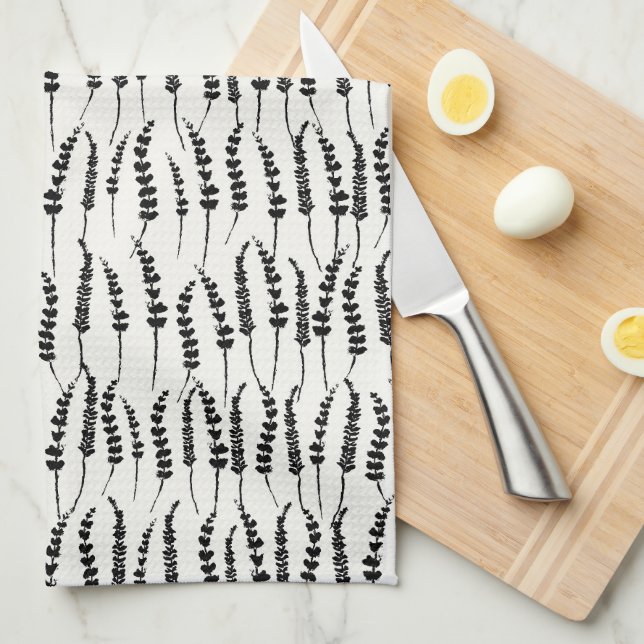Black Fern Imprimer sur la serviette de cuisine (Quart Plié)
