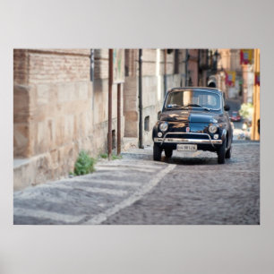 Black Fiat 500, Cinquecento, Italien Poster