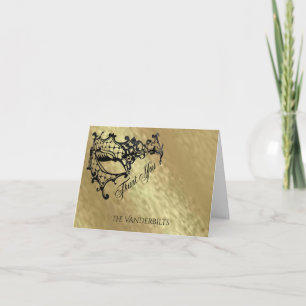 Black Filigree Maske auf Gold Danke