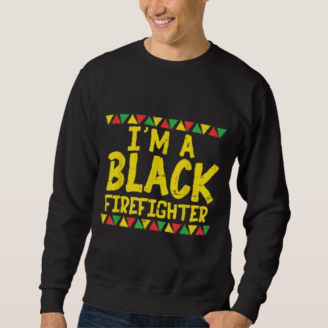 Black Firefighter Feuerwehrmann Kente African Amer Sweatshirt (Vorderseite)