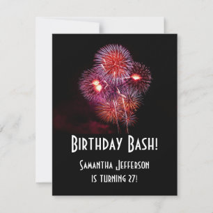 Black Fireworks Anniversaire Bash Invitations