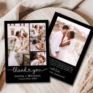 Black Five Foto Collage Script Hochzeit Dankeskarte