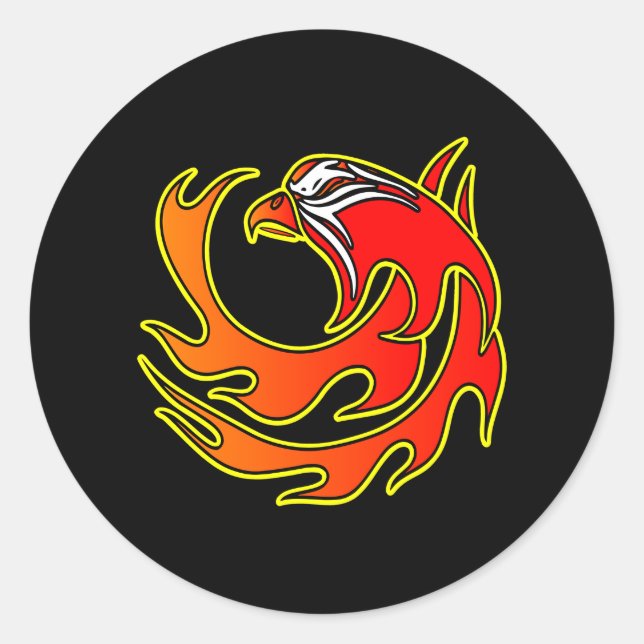 Black Flame Tribal Adler Head Runder Aufkleber (Vorderseite)