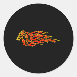 Black Flaming Mustang Horse Runder Aufkleber