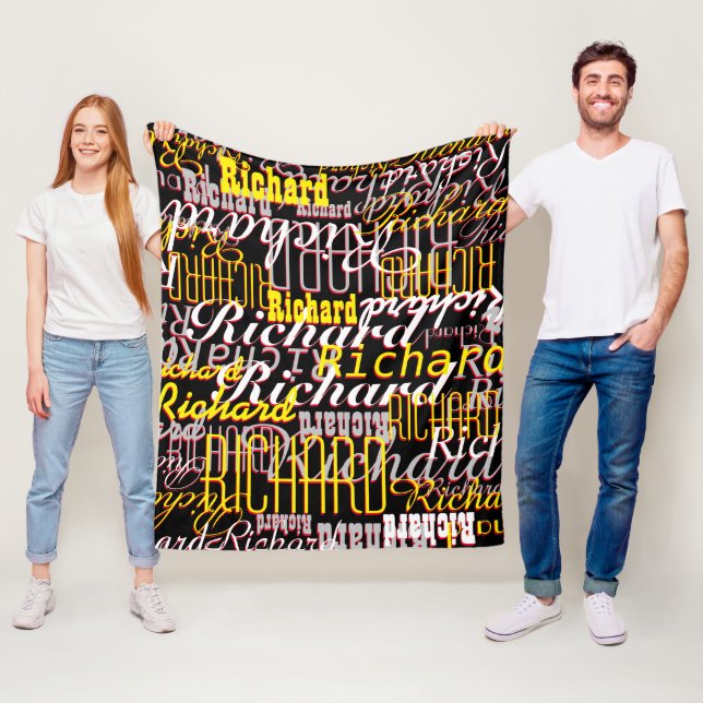 Black Fleece Blanket wahnsinnig gemustert mit Name (Beispiel)