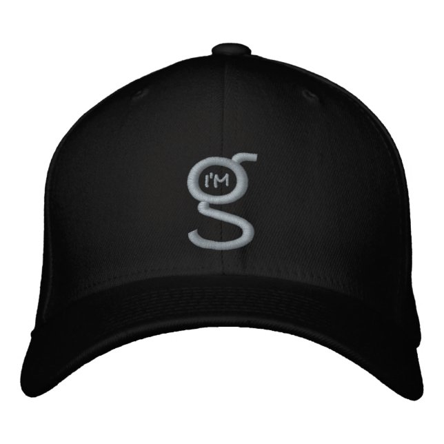 Black Flex Fit Cap w Black I m G Logo Bestickte Baseballkappe (Vorderseite)