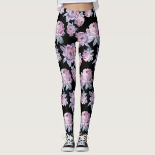 Black Floral Blend Leggings Femme
