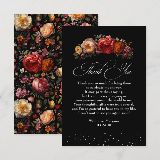 Black Floral Botanical Moody Dutch Danke (Vorne/Hinten)